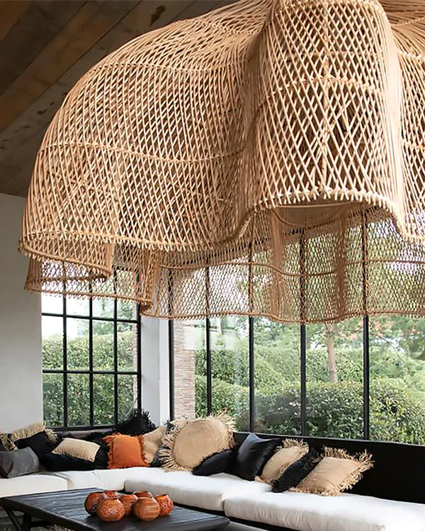 Minimalist Rattan Ceiling Light for Balcony and Living Room