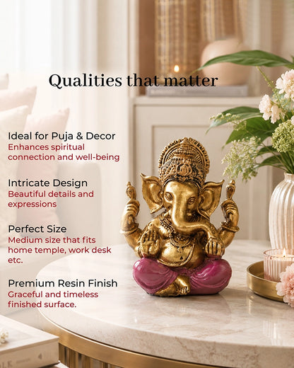 Antique Finish Polyresin Ganesh Idol for Puja and Home Décor