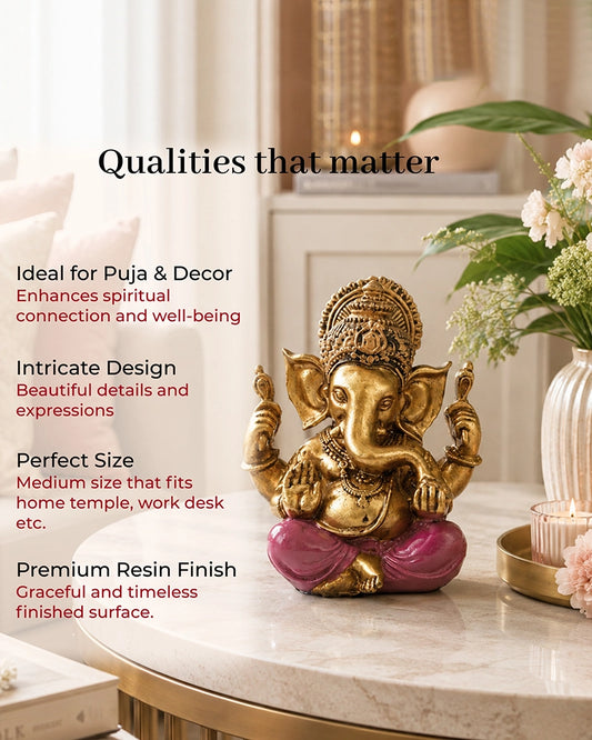 Antique Finish Polyresin Ganesh Idol for Puja and Home Décor