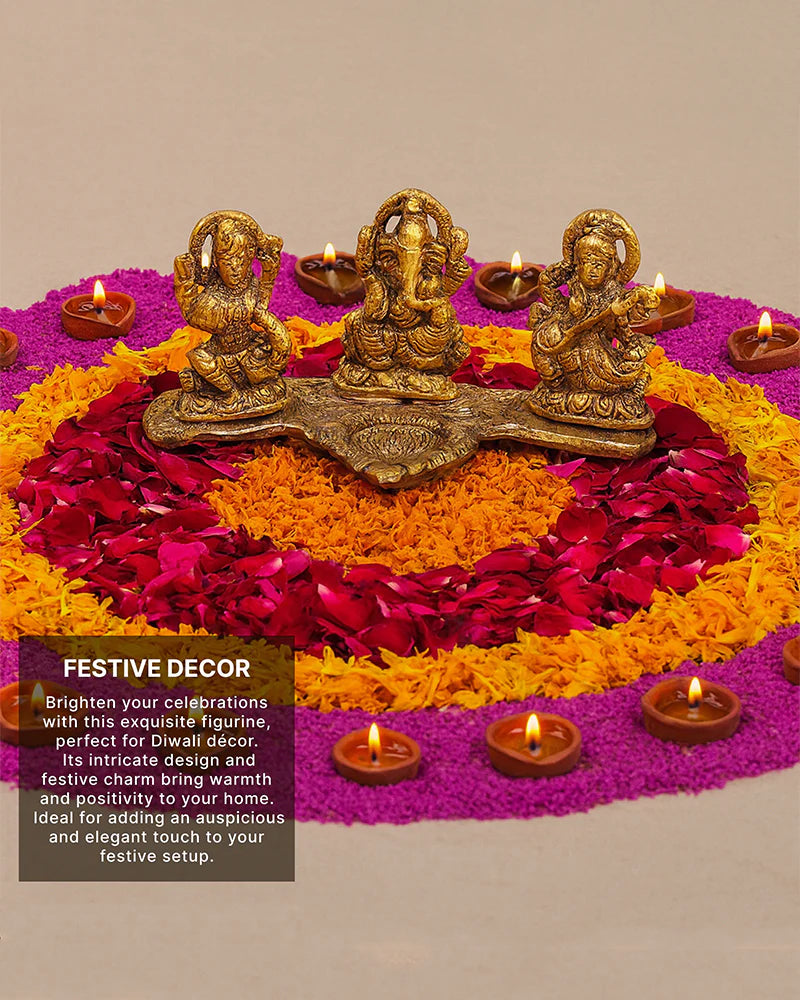 Lakshmi Ganesh Saraswati Pooja Idol, Decorative God Murti for Home