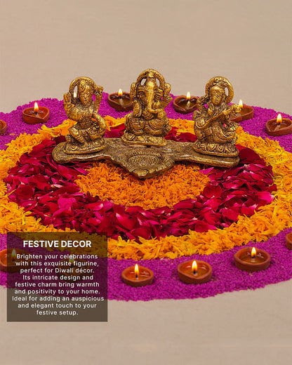 Lakshmi Ganesh Saraswati Pooja Idol, Decorative God Murti for Home