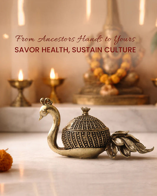 Handcrafted Peacock-Shaped Brass Sindoor Dani for Daily Worship