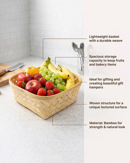 Rustic Bamboo Basket for Kitchen, Living Room, and Decorative Use