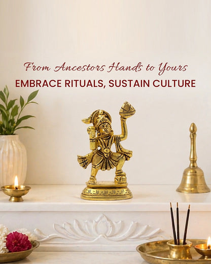 Brass Hanuman Ji Idol for Pooja Items, Home Decoration & Hanuman Jayanti Gifting