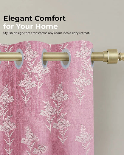 Elegant Polyester Door Curtain with Eyelets (Pink, 7 ft)