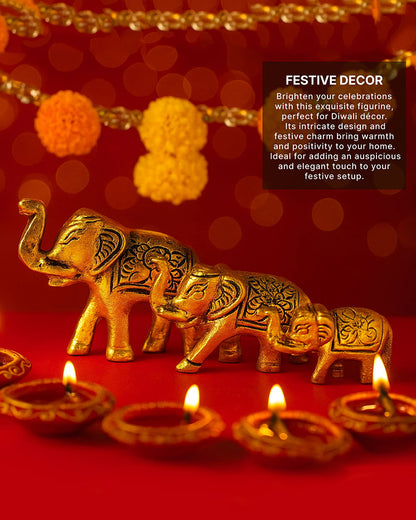 Set of 3 Elephant Showpieces for Home Decoration and Tabletop Display