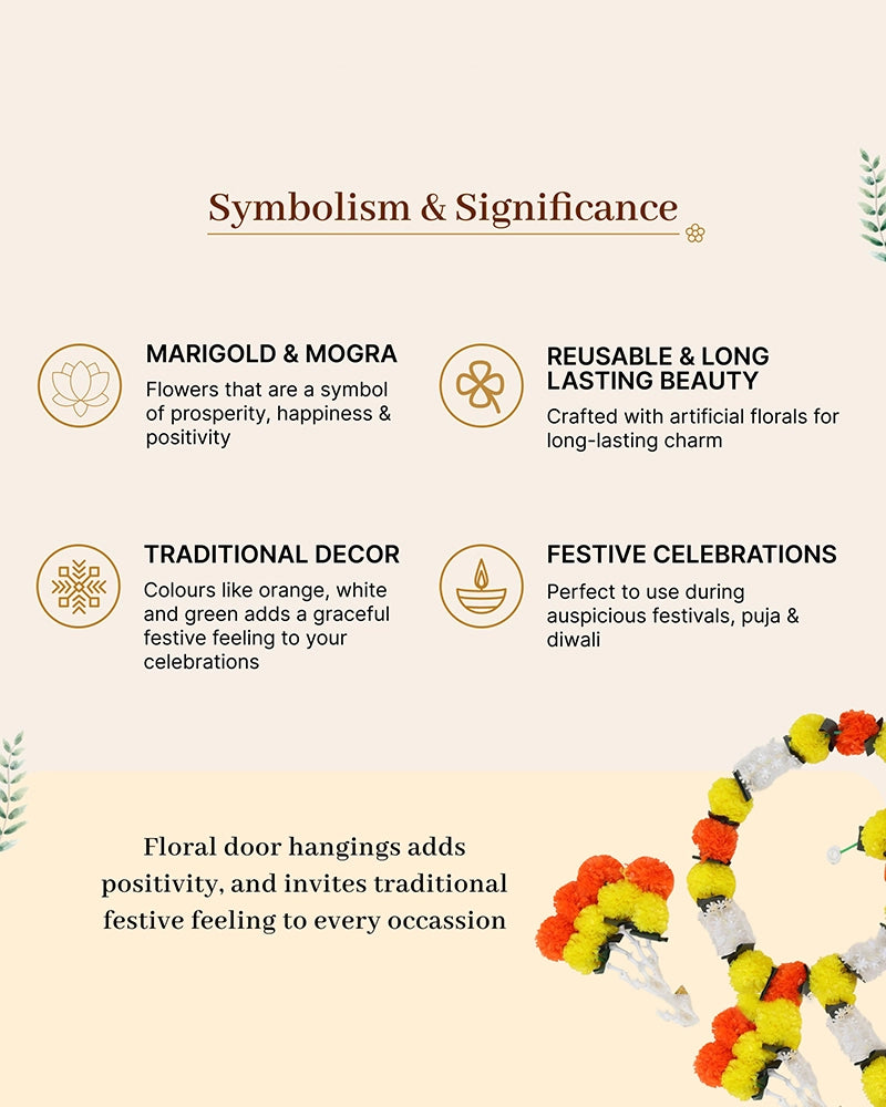 Artificial Marigold Flower Mala Toran for Festival & Housewarming Decor
