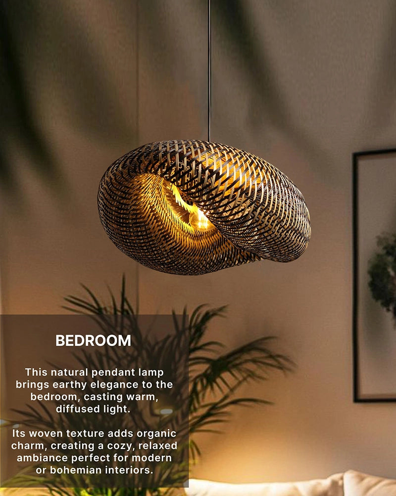 Natural Bamboo Hanging Light for Study Room and Living Room