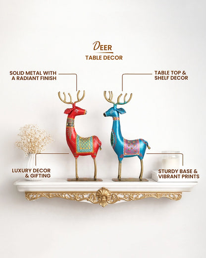 Handcrafted Metal Deer Figurine Set of 2 Home Decor Showpiece Gift Item