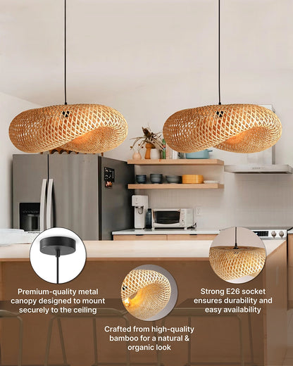 Rustic Bamboo Hanging Lamp for Home Decor and Hall