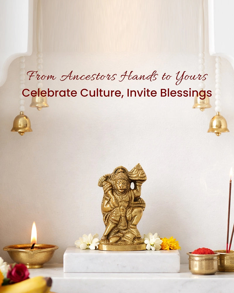 Pure Brass Hanuman Ji Idol for Home Temple and Spiritual Decor