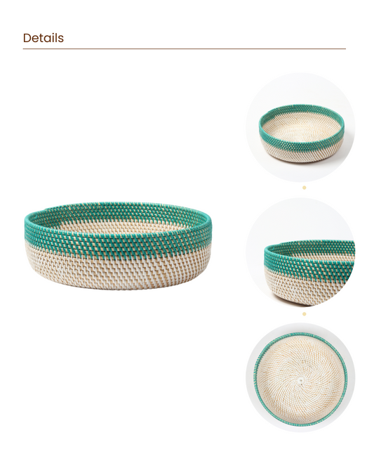 Handcrafted Round Rattan Basket for Fruits and Home Organization