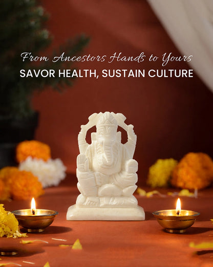 Lord Ganesha Marble Murti for Wisdom, Prosperity, and Daily Worship