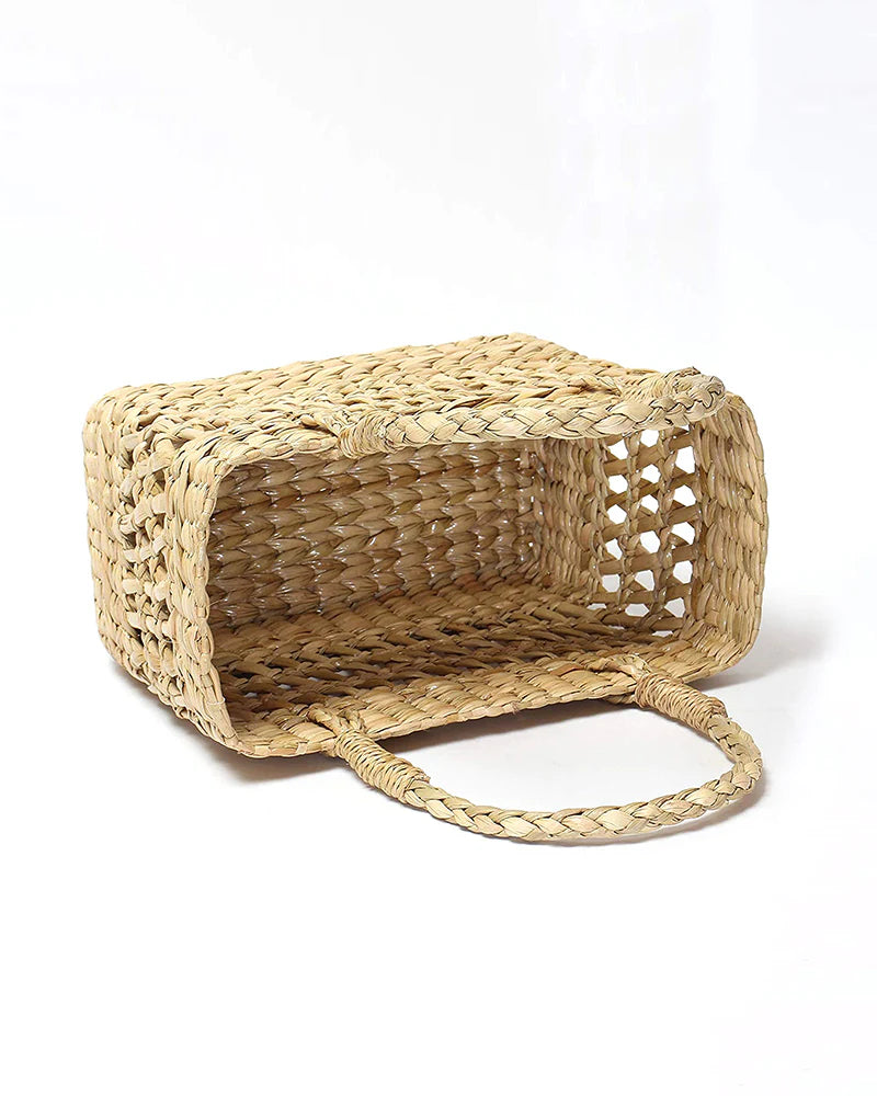 Handwoven Seagrass Shopping Basket - Small