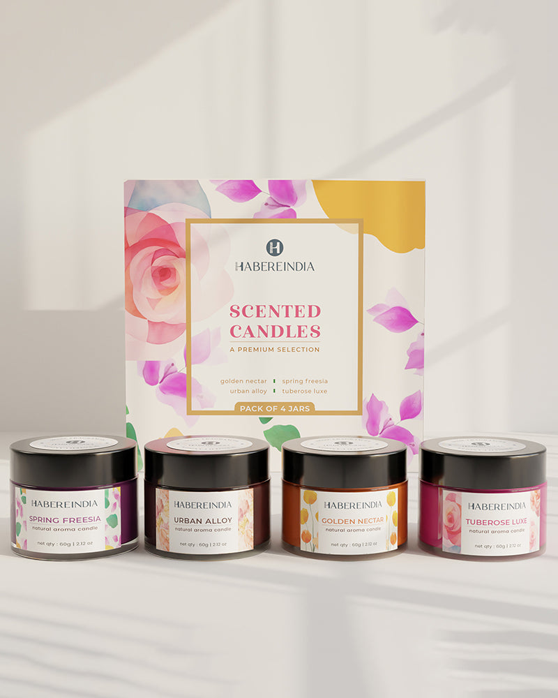 Set of 4 Scented Aroma Candles 60gm Each 8-10H Burn | Decorative Fragrance Candle Set