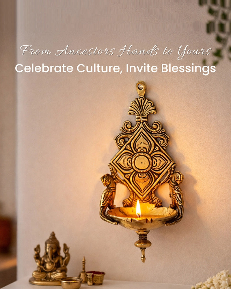 Decorative Brass Hanging Diya for Aarti, Pooja Items, and Home Decor