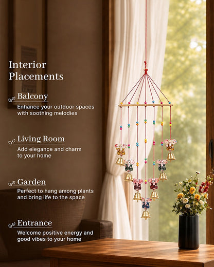 Handmade Ganesha Wind Chime with Bell for Home Decor