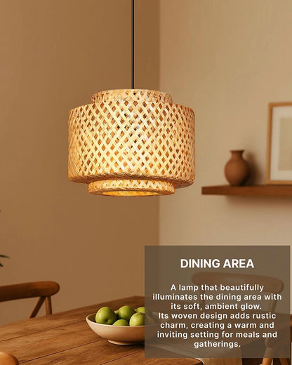 Elegant Cane Hanging Lamp for Living Space and Dining Area