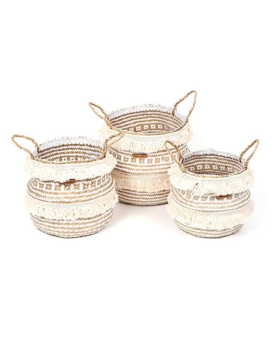 Set of 3 Belly Planter Basket for Natural Home Vibes