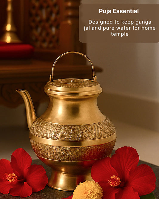 Traditional Brass Kalash for Pooja, Havan, and Religious Celebrations