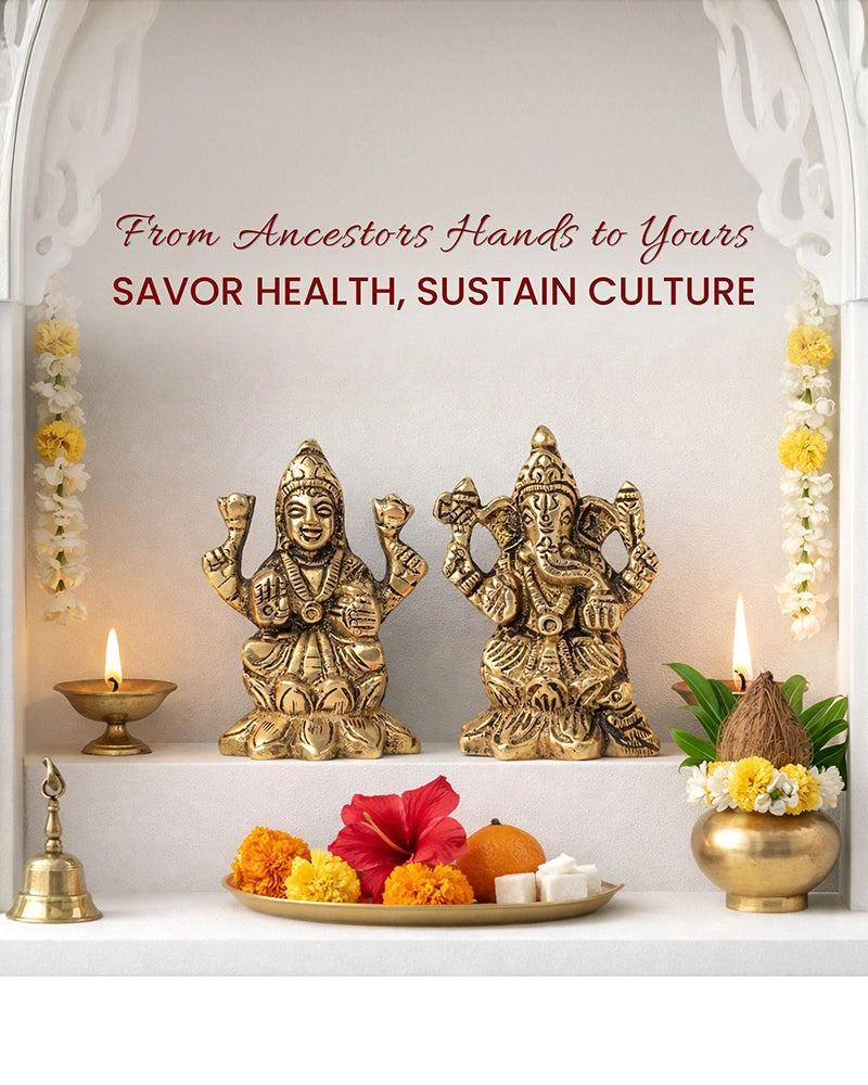 Pure Brass Laxmi Ganesh Idol Set Auspicious God Idol for Home Pooja