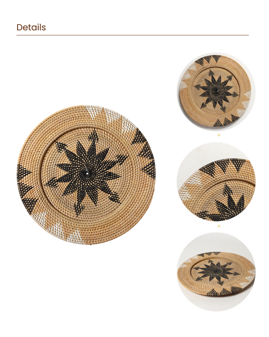 Decorative Rattan Wall Tray for Hallway and Office Walls