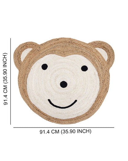Jute Round Floor Mats | Jute Carpet for Living Room | Teddy Bear Rug - White, 3Ft