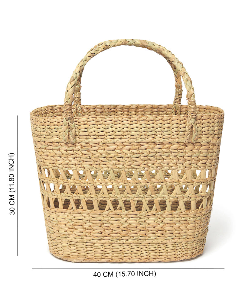 Panier à provisions en jonc de mer naturel (Jali)