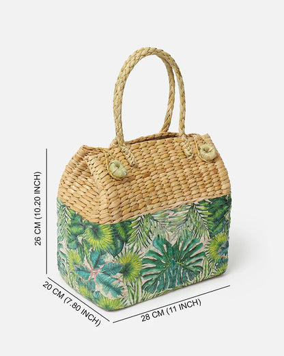 Seagrass Picnic Tote Basket Handmade for Lunch, Travel & Outdoor Fun