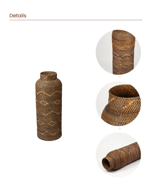Woven Rattan Flower Vase for Bedroom and Balcony Decor