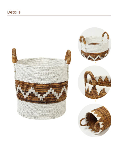 Rattan Laundry Basket with Handles for Clothes and Towel Storage