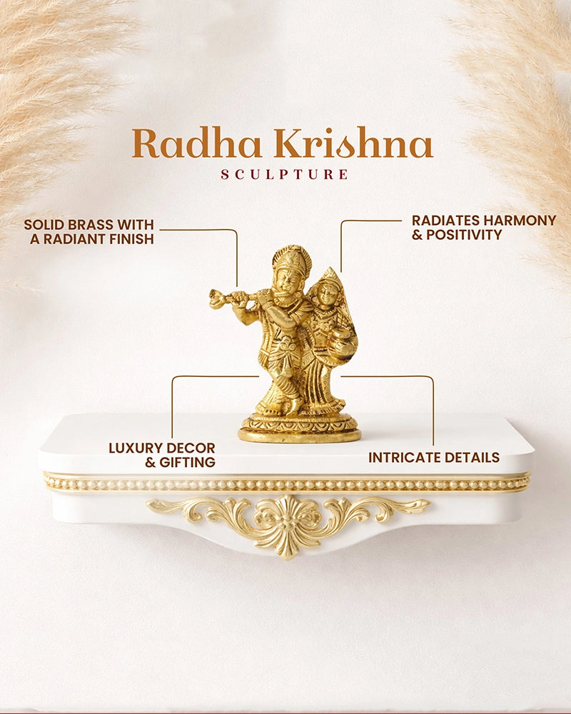 Pure Brass Radhe Krishna Ji Idol for Pooja Needs and Home Decor Showpiece