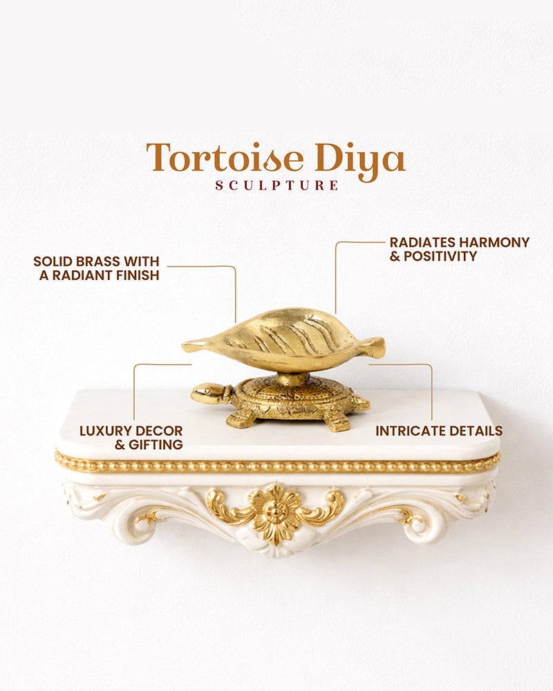 Decorative Brass Turtle Oil Lamp Diya for Puja and Festive Decor