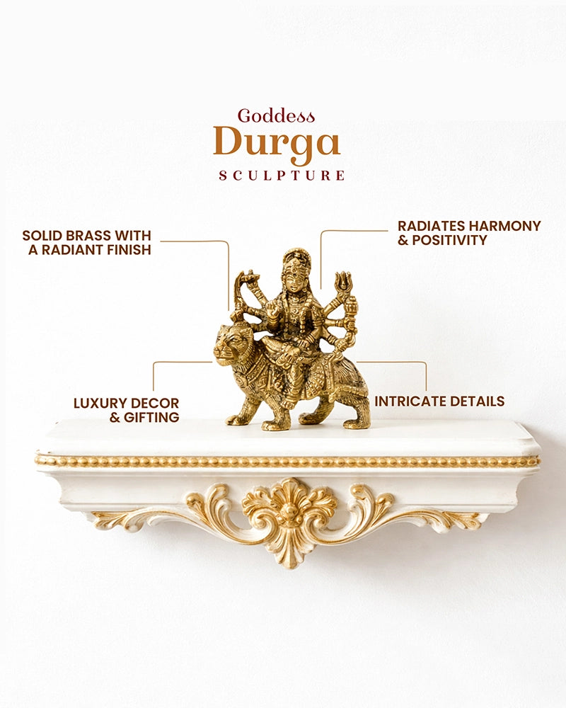Durga Maa Brass Idol for Puja, Home Temple and Religious Showpiece