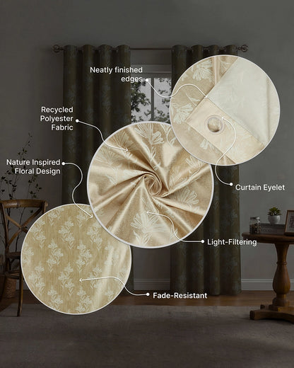 Modern Polyester Door Curtain with Eyelets (Cream, 7 ft)