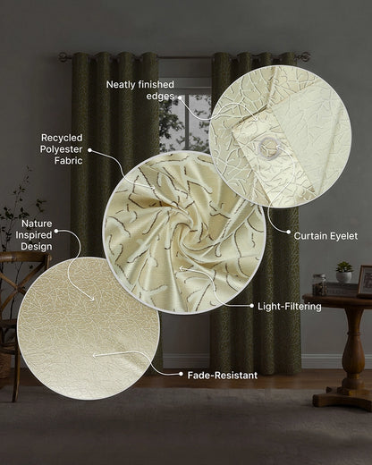 Designer Polyester Eyelet Door Curtain (Cream, 7 ft)