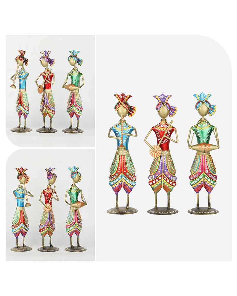 Handcrafted Rajasthani Folk Musician Figurine Set of 3 Home Decor