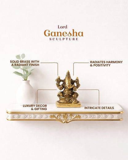 Solid Brass Ganesh Ji Idol for Mandir, Office and Vastu Decoration