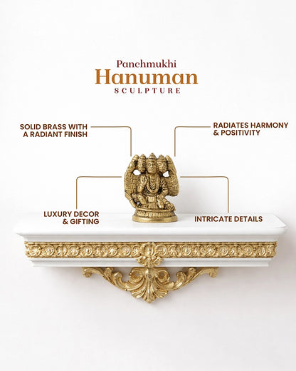 Pure Brass Panchmukhi Hanuman Ji Idol for Pooja and Home Decoration