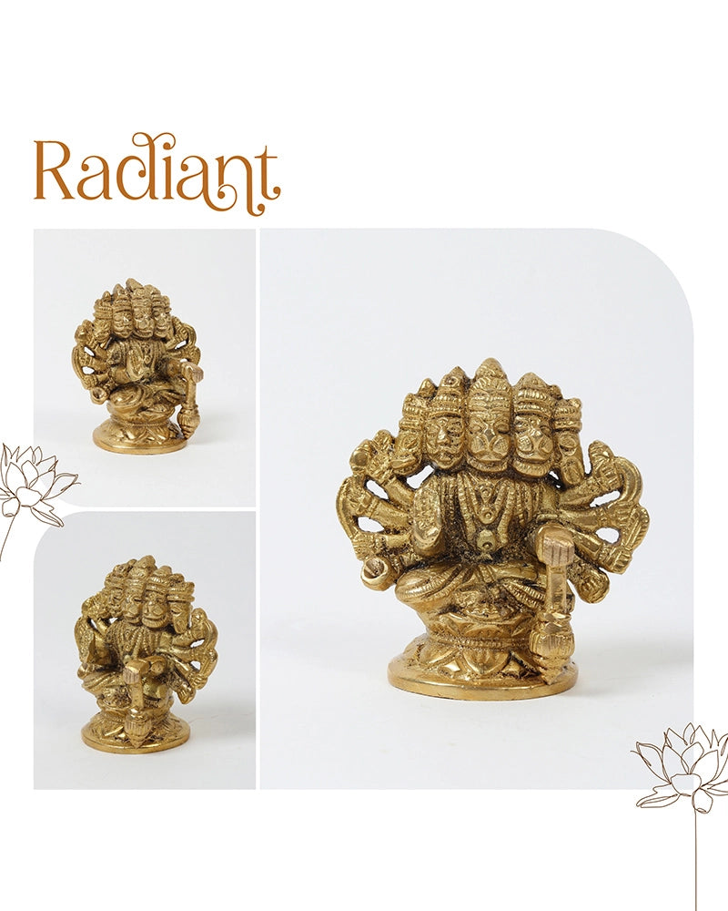 Pure Brass Panchmukhi Hanuman Ji Idol for Strength and Positive Energy