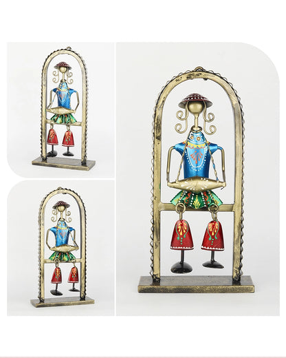 Handcrafted Metal Dholak Player Folk Musician Arch Figurine for Home Decor