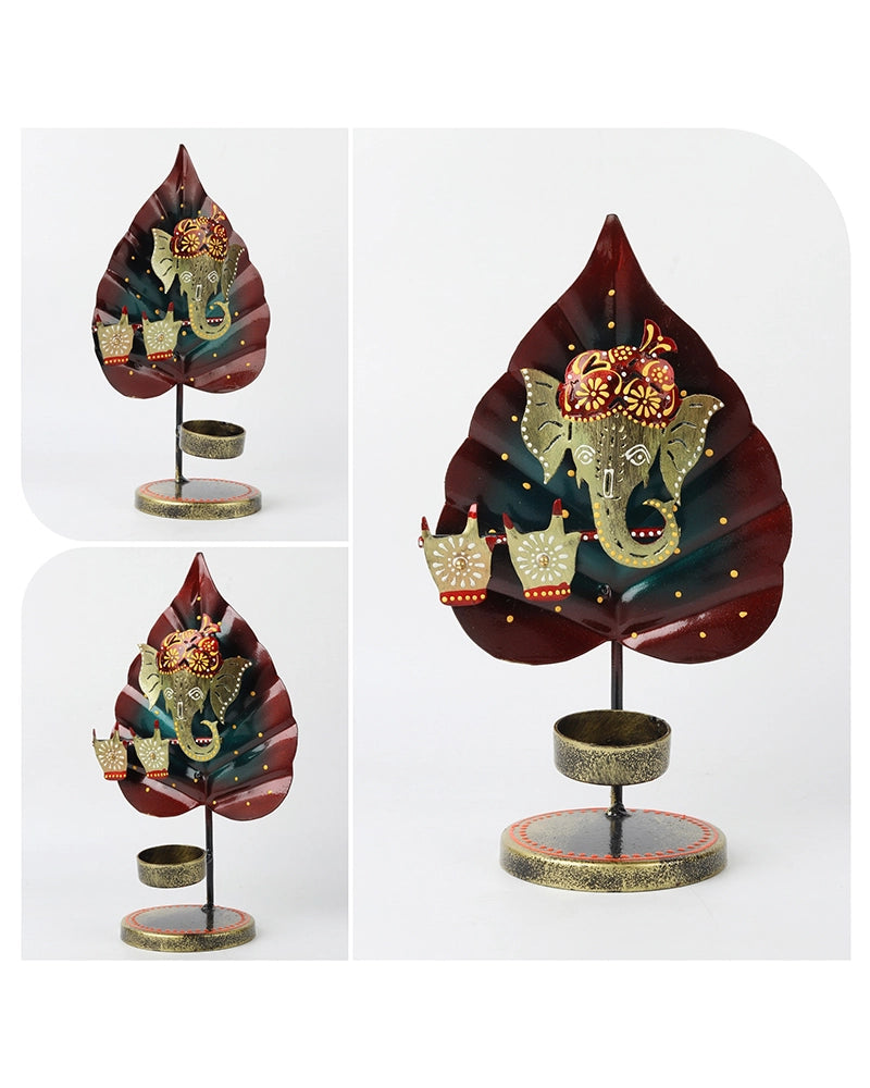 Handcrafted Ganesha Metal Candle Holder Decorative Gift Showpiece