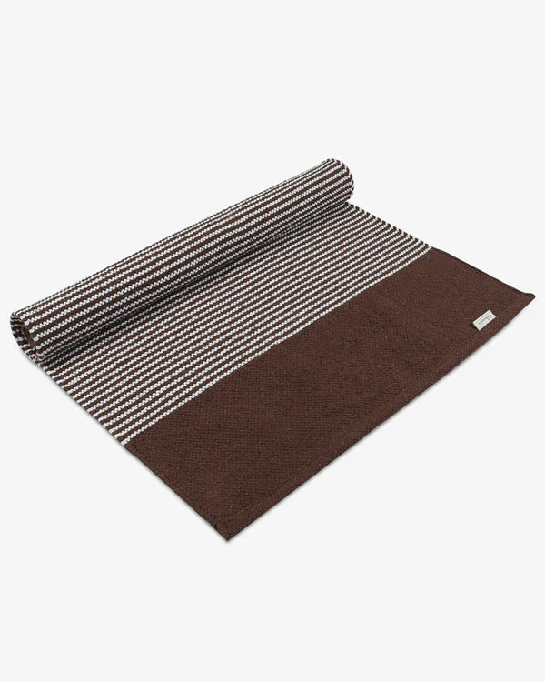 Natural Brown Handloom Cotton Bedside Runner For Bedroom And Living Area