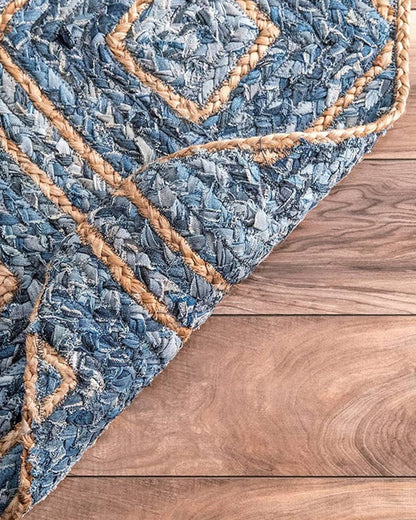 Eco Friendly Blue Rectangular Denim Carpet For Bedroom