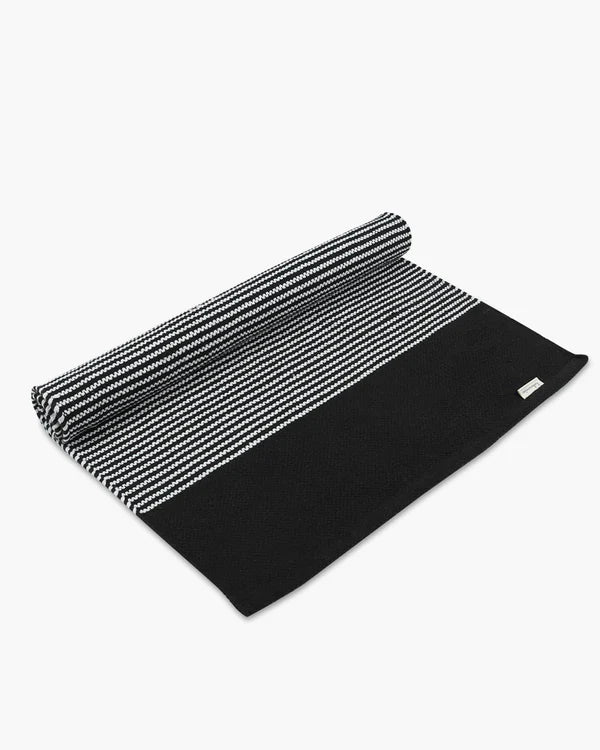 Natural Navy Blue Handloom Cotton Bedside Runner For Bedroom And Living Area