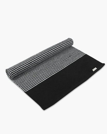 Natural Navy Blue Handloom Cotton Bedside Runner For Bedroom And Living Area