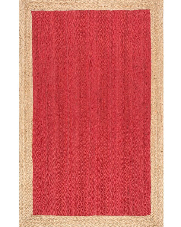Rectangular Red Jute Floor Mat For Bedroom