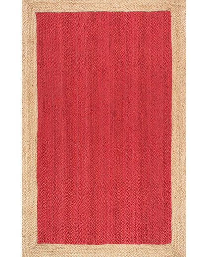 Rectangular Red Jute Floor Mat For Bedroom