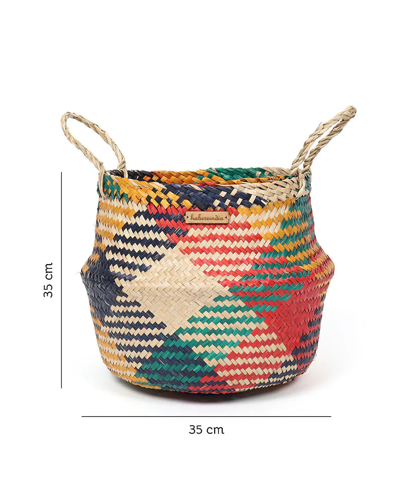 Plantes et paniers de rangement en jonc de mer - Multicolore