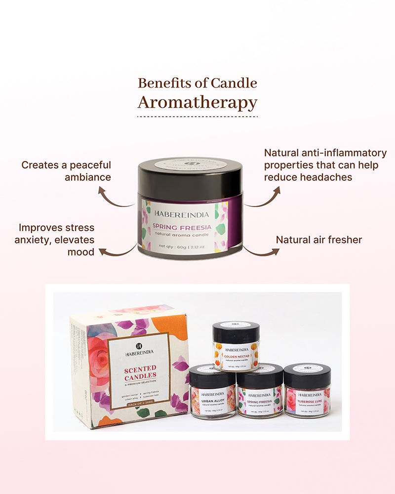 Set of 4 Scented Aroma Candles 60gm Each 8-10H Burn | Decorative Fragrance Candle Set